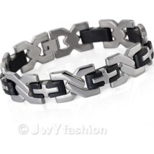 Cross Mens Stainless Steel Link Bracelet Cuff Vc697