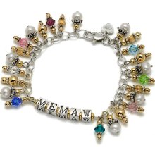 Crystal & Pearl Dangle Mommy Bracelet