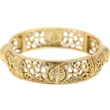 Crystal Cross Stretch Bracelet Gold Tone