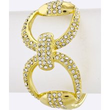 Crystal link gold cuff