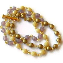 Cyclamen beaded bracelet - gold
