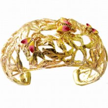 De Buman 14k Goldplated Multi-color Enamel Cuff Bracelet