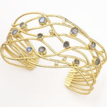 Designers Women's Freeform Lattice Bangle with Labradorite, 18K Gold Plate, by NuNu - Fortunoff Jewelry