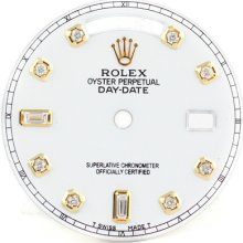 Dial - Rolex Day-date White Color Yellow Gold Custom Diamond