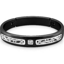 Diamond Bracelet in Black Titanium and Sterling Silver Pulse by