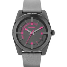 DIESEL 'Good Company' Leather Strap Watch, 44mm Grey/ Gunmetal