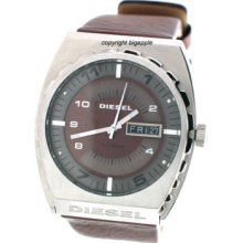 Diesel Time Frames Brown Leather Band Mens Watch