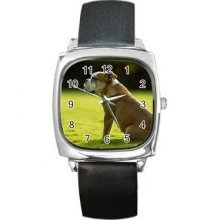 Dog Unisex Silver-Tone Square Metal Watch 28