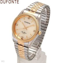 DUFONTE Gents Quartz Watch With Genuine Crystals * retail: $125.00