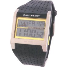 Dunlop DUN-113G10 - Dunlop Men Digital Chronograph Watch, Yellow Dial Details And Black Band