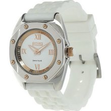 Ecclissi Sterling Round Dial Silicone Strap Watch - White - One Size
