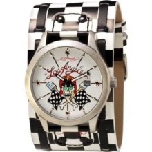 Ed Hardy Mens Gladiator Analog Stainless Watch - Two-tone Leather Strap - Graphic Dial - GL-LA