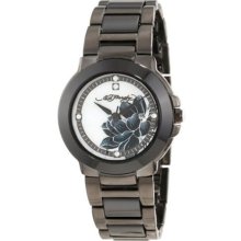 Ed Hardy Women's Gunmetal Steel and Ceramic Flower Watch ...