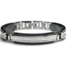 Edward Mirell Mediterranean Black and Gray Titanium Bracelet with Hammered Center