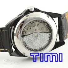 Elegant Leather Strap Women Lady Date Watch Self Wind