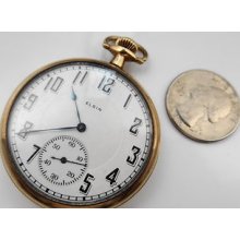 Elgin 17 Jewel Open Face Gold Filled Case Gentleman's Pocket Watch