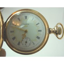 Elgin 6 Size Vintage Pocket Watch 1909 Multi Color Dial Hunting 14k Gold Filled