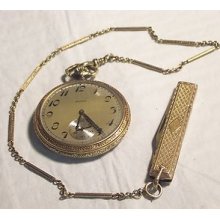 Elgin Pocket Watch Gold Chain /knife