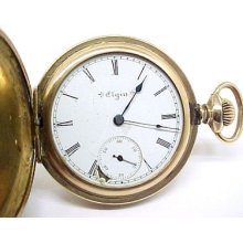 Elgin Vintage Pocket Watch With 25 Year Gold Filled Full Hunter Case; 7jewels