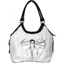 Elvis Presley Large White Satchel Handbag/shoulder Bag