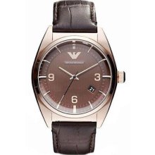 Emporio Armani Ar0367 Brown Dial Croc Leather Mens Watch