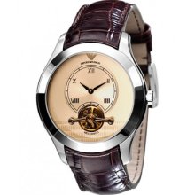 Emporio Armani Ar4638 Men's Meccanico Brown Leather Strap Automatic Watch