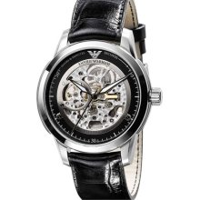 Emporio Armani 'Meccanico' Automatic Round Watch Black/ Silver