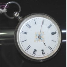 English Hall Marked Silver Antique Pocket Watch 1880