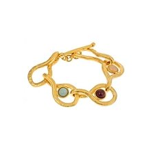 Evelyn Knight Hammered Gold and Stones Bracelet