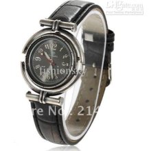 Exquisite Copper Case & Luminous Hands Leather Wristband Watch (