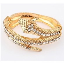 Exquisite Snake Shaped Gold Plated Alloy with Rhinestone Bracelet