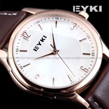 Eyki Classic Men's Stainless Steel Case Leather Quartz Wrist Watch 18direct