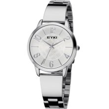 Eyki Women's Stainless Steel Watch With White Dial And Plaid Dial Et86