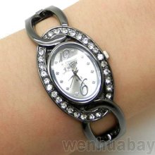 Fashion Bracelet Bangle Rhinestone Crystal Wrist Watch Womens Lady Trendy Gift