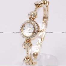 Fashion Crystal Flower Analog Bracelet Bangle Lady Women Quartz Watch