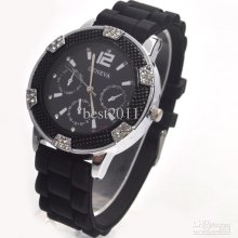 Fashion Ladies Geneva Watch Classic Gel Crystal Silicone Jelly Watch