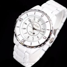 Fashion Sinobi Mens Womens White Stainless Steel Japanese Quartz Wrist Watch