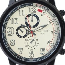 Fashion Swiss Army Men Sport Quartz Wrist Watch Analog Black Rubber Sub-dial