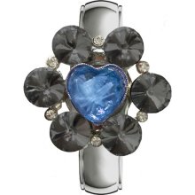 Fashion Watches Blue Heart Black Stone Bangle Watch