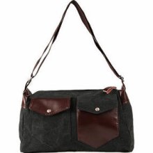 Faux-Leather Panel Cross Bag