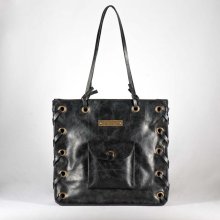FauxSol Western Retreat Faux Leather Handbag - Black