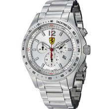 Ferrari Men's 'scuderia' Silver Dial Stainless Steel Chronograph Watch