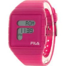 Fila Ladies Lcd Watch With Pink Pu Strap Official Stockist (rrpÂ£60)