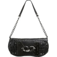 Fiorelli Snowbell Black Snake Chrome Chain Small Clutch Shoulder Purse Handbag