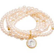 Five Strand Baroque Pearl Bracelet Set with Gold Vermeil