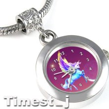 Flying Unicorn Silver European Spacer Charm Bead Watch For Bracelet Eba178