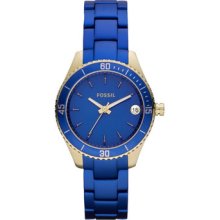 Fossil Es3081 Stella Mini Stainless Steel Blue Gold Womens Watch