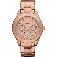 Fossil Stella Rose Gold Watch Stainless Steel Chronograph Women's Es3211