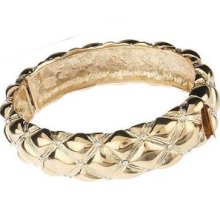 Francesca Visconti's Goldtone Quilted Crystal Average Hinged Bangle $300