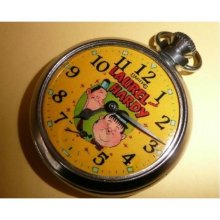 Free Worldwide Tracked Shipping...Vintage Laurel and Hardy Character dial pocket watch